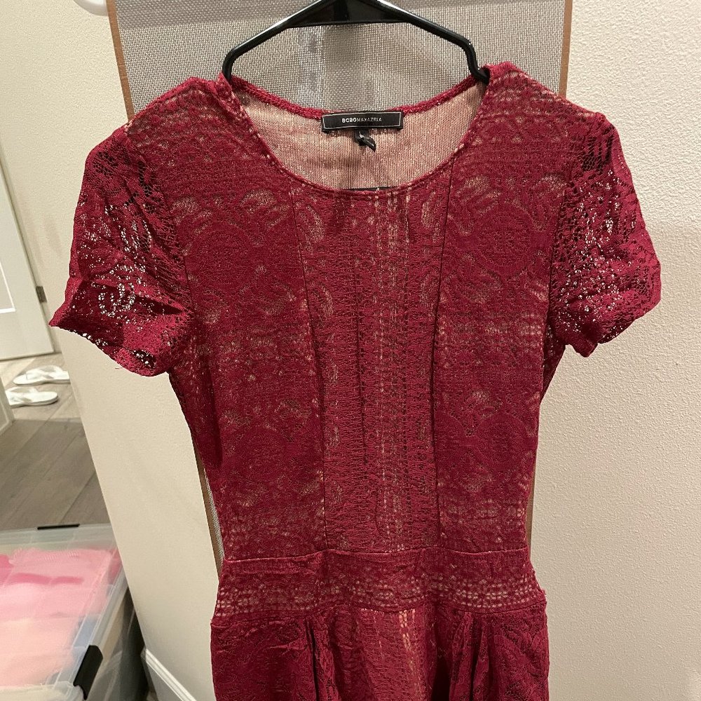 BCBGMaxAzria red maroon dress size xxs